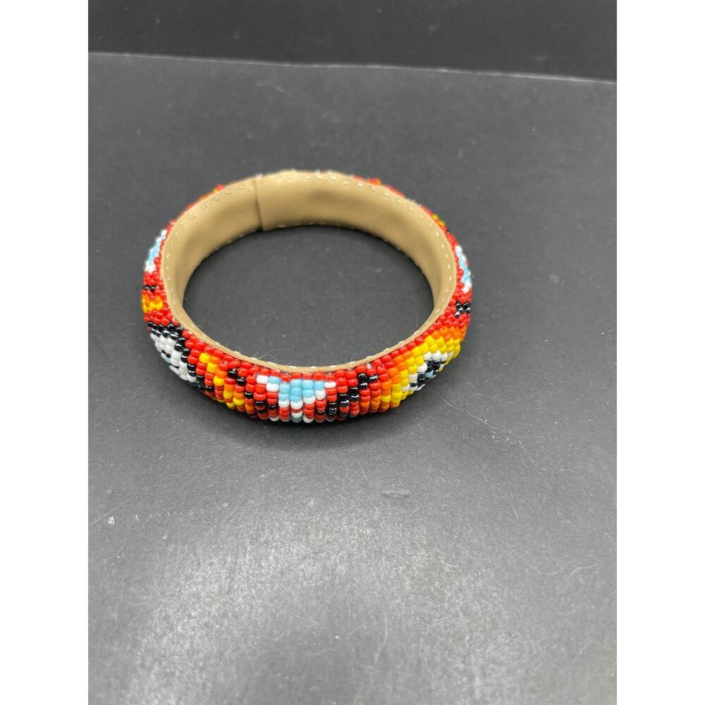Vintage Native American Navajo Indian Multicolor Hand Beaded Bracelet